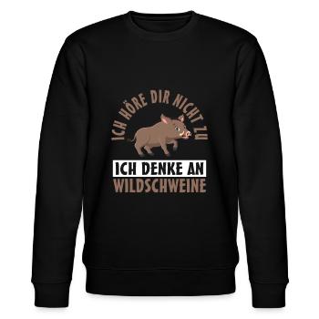 Wildschwein - Stanley/Stella Unisex Bio-Sweatshirt CHANGER  - Schwarz - Vorne - Nik (191cm) & Marisol (170cm)