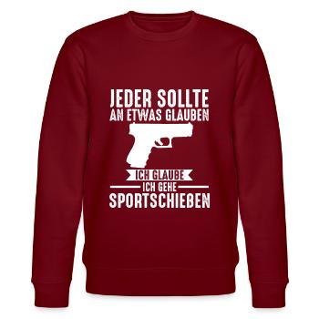 Schießsport Sportschießen Schützenverein - Stanley/Stella Unisex Bio-Sweatshirt CHANGER  - Burgunderrot - Vorne - Nik (191cm) & Marisol (170cm)