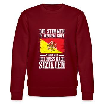 Sicilia Sizilien Sizilianer Sizilianisches - Stanley/Stella Unisex Bio-Sweatshirt CHANGER  - Burgunderrot - Vorne - Nik (191cm) & Marisol (170cm)