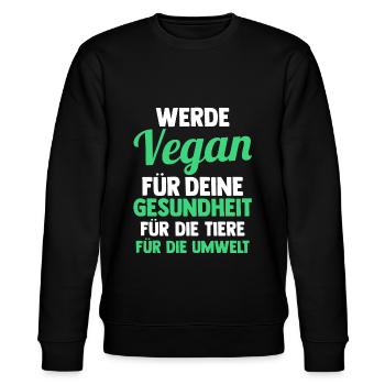 Fleischlos Vegan Pflanzlich Veganer - Stanley/Stella Unisex Bio-Sweatshirt CHANGER  - Schwarz - Vorne - Nik (191cm) & Marisol (170cm)