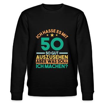 Fünfzig Fünfzigster 50 Jahre Geburtstag - Stanley/Stella Unisex Bio-Sweatshirt CHANGER  - Schwarz - Vorne - Nik (191cm) & Marisol (170cm)