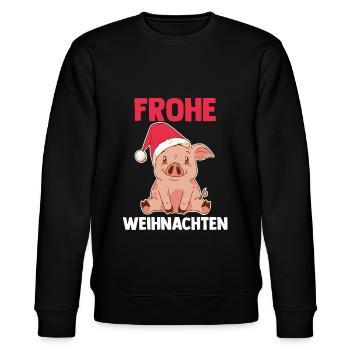 Weihnachts Schwein Frohe Weihnachten - Stanley/Stella Unisex Bio-Sweatshirt CHANGER  - Schwarz - Vorne - Nik (191cm) & Marisol (170cm)