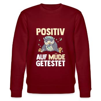 Testé positif pour le hibou fatigué - Sweat bio CHANGER Stanley/Stella Unisexe - bordeaux - Devant - Nik (191cm) & Marisol (170cm)