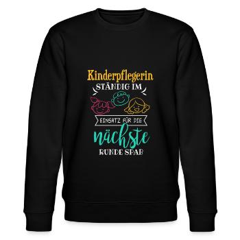 Cooles Kinderpflegerinnen Spruch Design - Stanley/Stella Unisex Bio-Sweatshirt CHANGER  - Schwarz - Vorne - Nik (191cm) & Marisol (170cm)