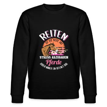 Süßes Pferde Pferdespruch Motiv - Stanley/Stella Unisex Bio-Sweatshirt CHANGER  - Schwarz - Vorne - Nik (191cm) & Marisol (170cm)