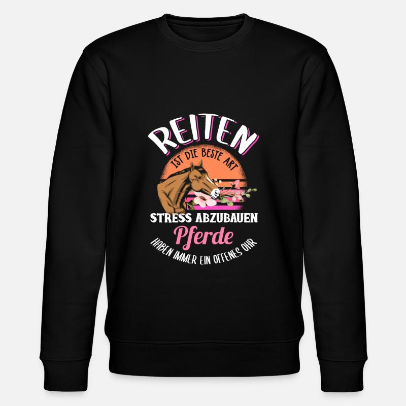 Süßes Pferde Pferdespruch Motiv - Stanley/Stella Unisex Bio-Sweatshirt CHANGER  - Schwarz