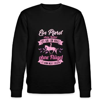 Süßes Pferde Pferdespruch Motiv - Stanley/Stella Unisex Bio-Sweatshirt CHANGER  - Schwarz - Vorne - Nik (191cm) & Marisol (170cm)