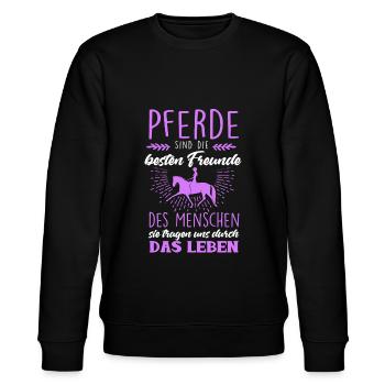 Süßes Pferde Pferdespruch Motiv - Stanley/Stella Unisex Bio-Sweatshirt CHANGER  - Schwarz - Vorne - Nik (191cm) & Marisol (170cm)