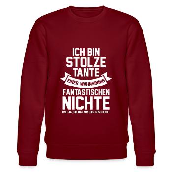 Patentante Nichte Tante - Stanley/Stella Unisex Bio-Sweatshirt CHANGER  - Burgunderrot - Vorne - Nik (191cm) & Marisol (170cm)