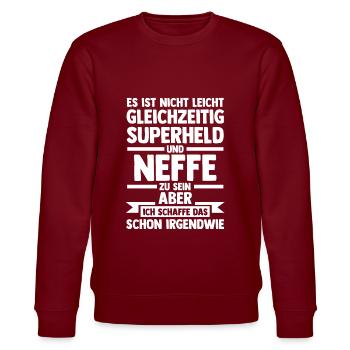 Superhelden Neffe - Stanley/Stella Unisex Bio-Sweatshirt CHANGER  - Burgunderrot - Vorne - Nik (191cm) & Marisol (170cm)