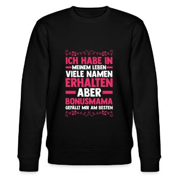 Stiefmutter Stiefmama Bonusmama - Stanley/Stella Unisex Bio-Sweatshirt CHANGER  - Schwarz - Vorne - Nik (191cm) & Marisol (170cm)