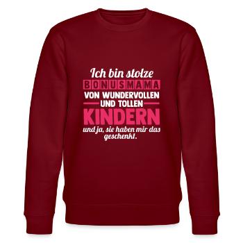 Stiefmutter Stiefmama Bonusmama - Stanley/Stella Unisex Bio-Sweatshirt CHANGER  - Burgunderrot - Vorne - Nik (191cm) & Marisol (170cm)