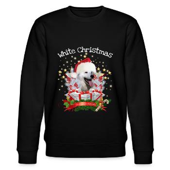 Weihnachtsshirt weißer Schäferhund - Shepherd - Stanley/Stella Unisex Bio-Sweatshirt CHANGER  - Schwarz - Vorne - Nik (191cm) & Marisol (170cm)