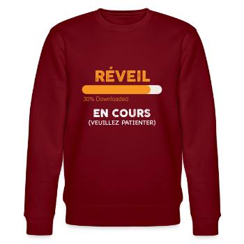 Réveil En Cours Attention Fatigue - Sweat bio CHANGER Stanley/Stella Unisexe - bordeaux - Devant - Nik (191cm) & Marisol (170cm)