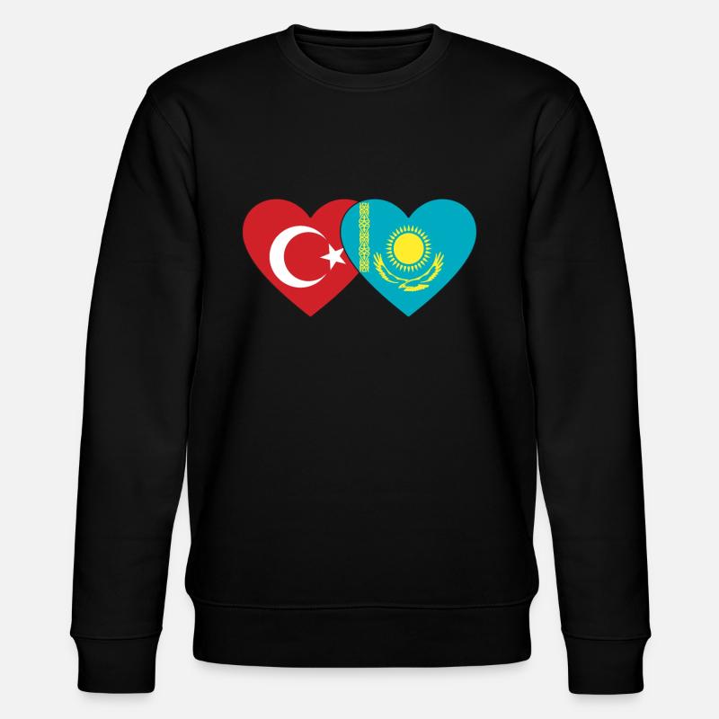 Turquie Kazakhstan Drapeau Coeur - Sweat bio CHANGER Stanley/Stella Unisexe - noir