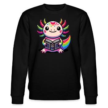Ich-les-a-lotl, Axolotl - Stanley/Stella CHANGER Unisex Organic Sweatshirt - black - Front - Nik (191cm) & Marisol (170cm)