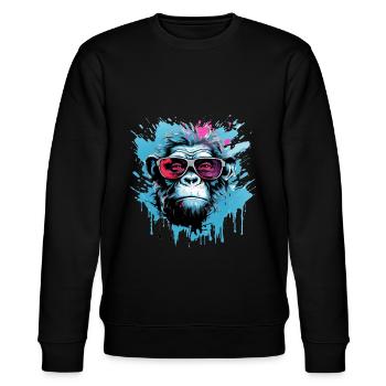 Party gorilla with sunglasses - Stanley/Stella CHANGER Unisex Organic Sweatshirt - black - Front - Nik (191cm) & Marisol (170cm)