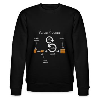 Scrum Prozess Agil Projekt Entwickler Entwicklung - Stanley/Stella Unisex Bio-Sweatshirt CHANGER  - Schwarz - Vorne - Nik (191cm) & Marisol (170cm)