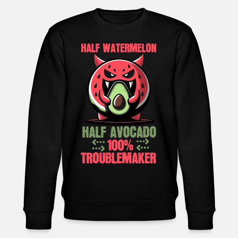 Mi-pastèque, mi-avocat, tous les ennuis ! - Sweat bio CHANGER Stanley/Stella Unisexe - noir