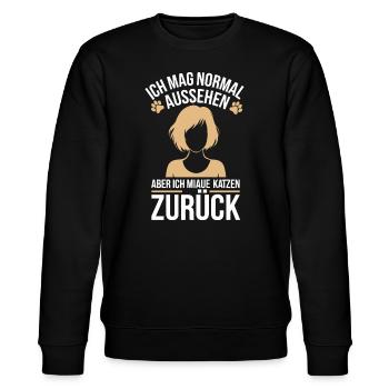 Katzenliebhaber Humor Silhouette - Stanley/Stella Unisex Bio-Sweatshirt CHANGER  - Schwarz - Vorne - Nik (191cm) & Marisol (170cm)