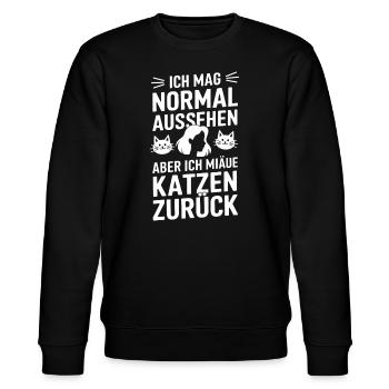 Katzenliebhaber Humor Silhouette - Stanley/Stella Unisex Bio-Sweatshirt CHANGER  - Schwarz - Vorne - Nik (191cm) & Marisol (170cm)