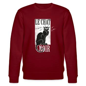 le chat noir schwarze katze grunge französisch - Stanley/Stella Unisex Bio-Sweatshirt CHANGER  - Burgunderrot - Vorne - Nik (191cm) & Marisol (170cm)