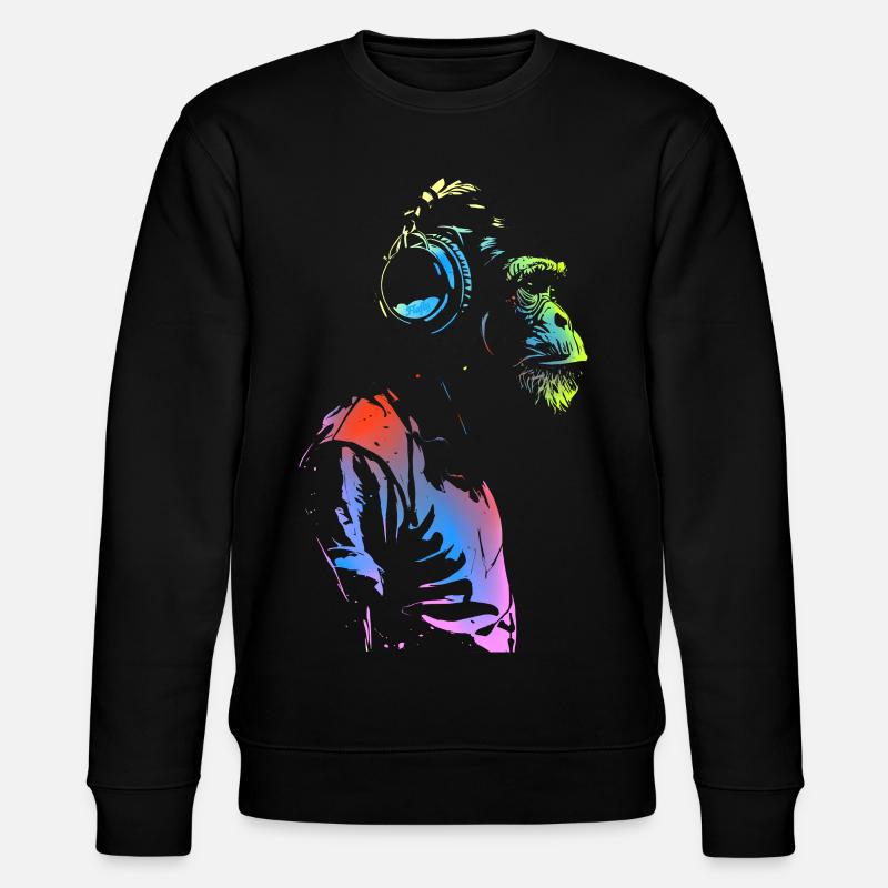 Affe mit Kopfhörern 🎧 - Stanley/Stella Unisex Bio-Sweatshirt CHANGER  - Schwarz