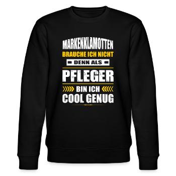 Markenklamotten Brauche Ich Nicht Pfleger Pflege - Stanley/Stella Unisex Bio-Sweatshirt CHANGER  - Schwarz - Vorne - Nik (191cm) & Marisol (170cm)