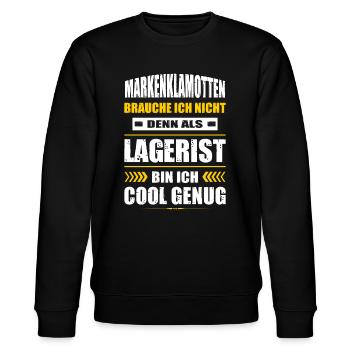 Markenklamotten Brauche Ich Nicht Lagerist Stapler - Stanley/Stella Unisex Bio-Sweatshirt CHANGER  - Schwarz - Vorne - Nik (191cm) & Marisol (170cm)