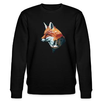 Fuchs Silhouette Naturkunst Berge Wald Wasserfall - Stanley/Stella Unisex Bio-Sweatshirt CHANGER  - Schwarz - Vorne - Nik (191cm) & Marisol (170cm)