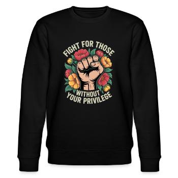 Fight For Those Without Your Privilege - Stanley/Stella Unisex Bio-Sweatshirt CHANGER  - Schwarz - Vorne - Nik (191cm) & Marisol (170cm)
