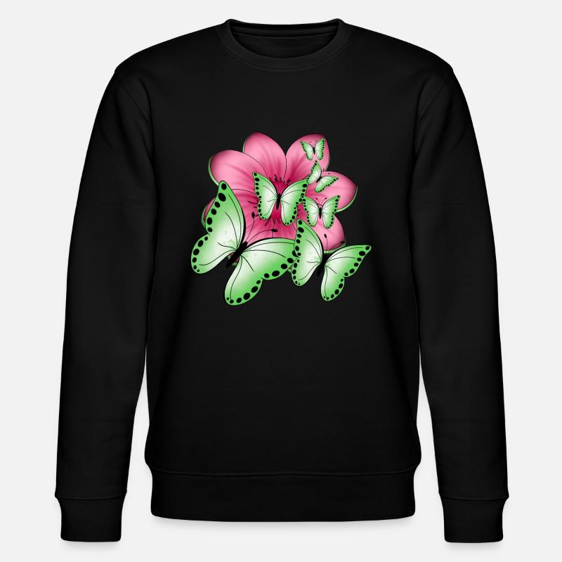 Schmetterlinge Blume - Stanley/Stella Unisex Bio-Sweatshirt CHANGER  - Schwarz