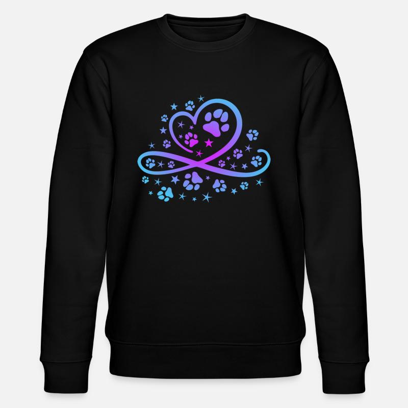 Herz mit Pfötchen und Sternen - Stanley/Stella Unisex Bio-Sweatshirt CHANGER  - Schwarz