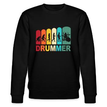 Drummer Evolution Schlagzeuger Schlagzeug Drums - Stanley/Stella Unisex Bio-Sweatshirt CHANGER  - Schwarz - Vorne - Nik (191cm) & Marisol (170cm)
