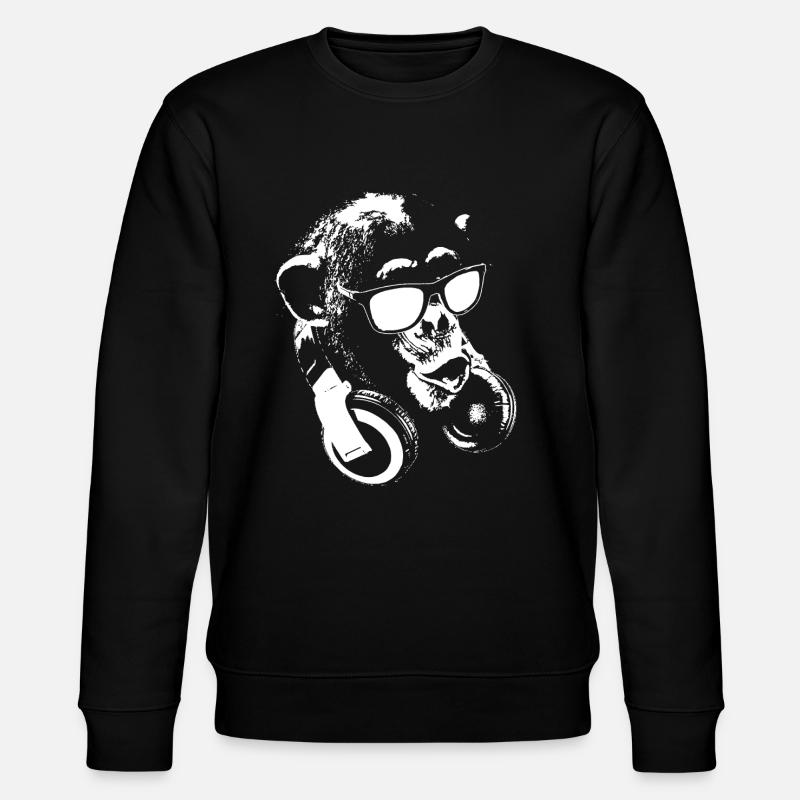 Monkey DJ White - Stanley/Stella CHANGER Unisex Organic Sweatshirt - black