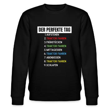 Der perfekte Tag Traktor fahren Trecker - Stanley/Stella Unisex Bio-Sweatshirt CHANGER  - Schwarz - Vorne - Nik (191cm) & Marisol (170cm)