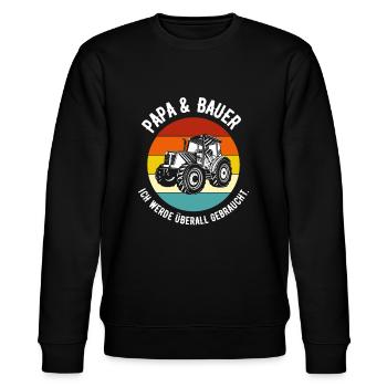 Papa & Bauer Landwirt Vater Trakor Trecker - Stanley/Stella Unisex Bio-Sweatshirt CHANGER  - Schwarz - Vorne - Nik (191cm) & Marisol (170cm)
