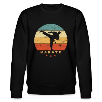 KARATE - Mann macht Karatekick - Retro Kampfsport - Stanley/Stella Unisex Bio-Sweatshirt CHANGER  - Schwarz - Vorne - Nik (191cm) & Marisol (170cm)