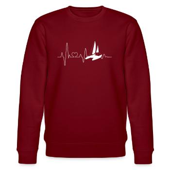Catamaran sailing heartbeat double hull boat - Stanley/Stella CHANGER Unisex Organic Sweatshirt - burgundy - Front - Nik (191cm) & Marisol (170cm)