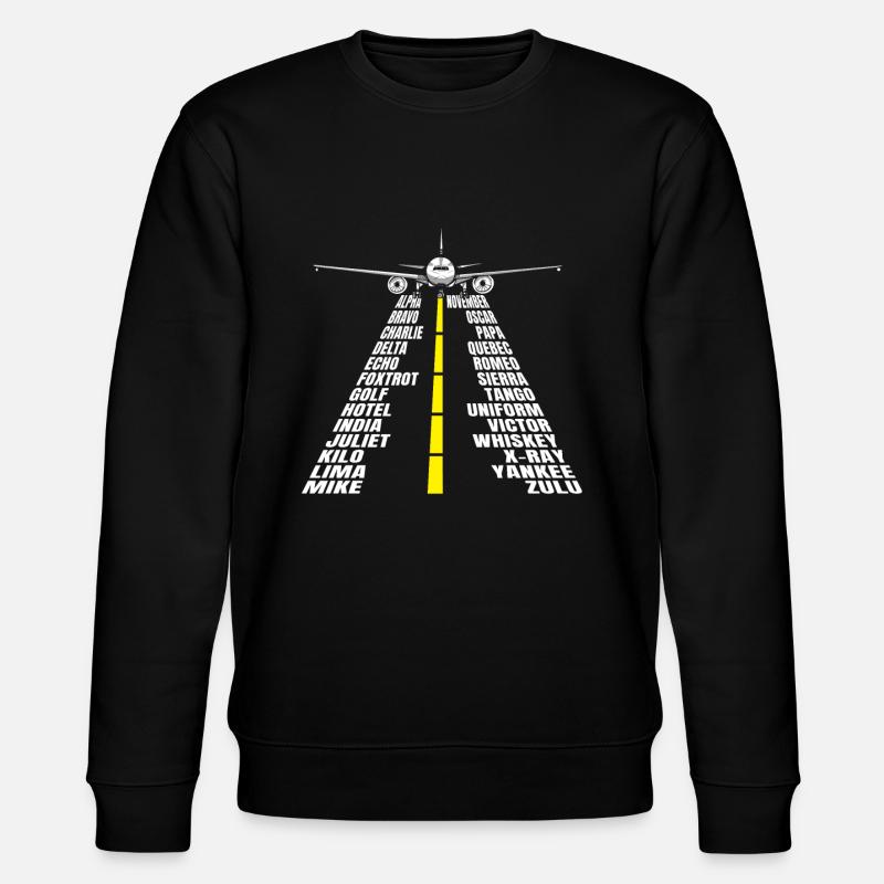Phonetic Alphabet Airplane Pilot - Stanley/Stella CHANGER Unisex Organic Sweatshirt - black