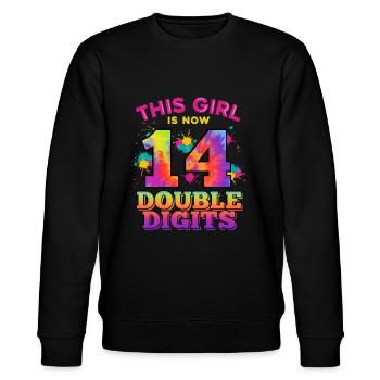 This girl is now 14 double digits 14. - Stanley/Stella CHANGER Unisex Organic Sweatshirt - black - Front - Nik (191cm) & Marisol (170cm)