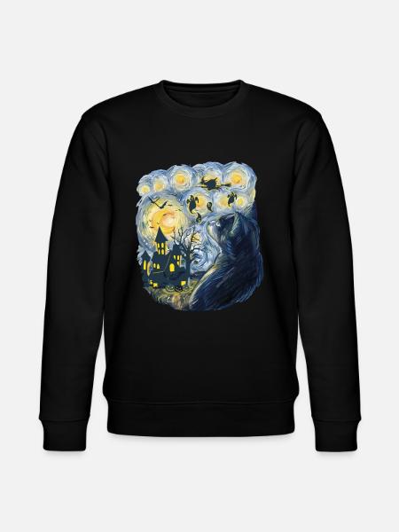 Spooky Evening With Pumpkins Ghosts - Stanley/Stella CHANGER Unisex Organic Sweatshirt - black