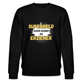 Superheld clever getarnt als Erzieher - Stanley/Stella Unisex Bio-Sweatshirt CHANGER  - Schwarz - Vorne - Nik (191cm) & Marisol (170cm)