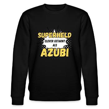 Superheld clever getarnt als Azubi - Stanley/Stella Unisex Bio-Sweatshirt CHANGER  - Schwarz - Vorne - Nik (191cm) & Marisol (170cm)