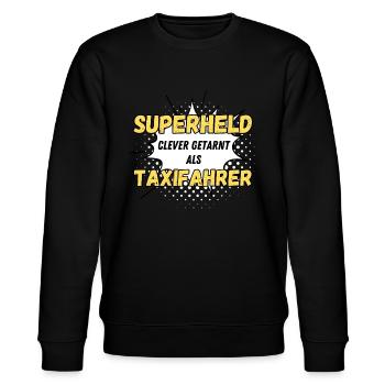 Superheld clever getarnt als Taxifahrer - Stanley/Stella Unisex Bio-Sweatshirt CHANGER  - Schwarz - Vorne - Nik (191cm) & Marisol (170cm)