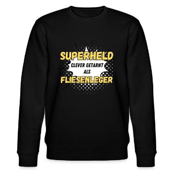 Superheld clever getarnt als Fliesenleger - Stanley/Stella Unisex Bio-Sweatshirt CHANGER  - Schwarz - Vorne - Nik (191cm) & Marisol (170cm)