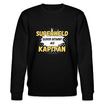 Superheld clever getarnt als Kapitän - Stanley/Stella Unisex Bio-Sweatshirt CHANGER  - Schwarz - Vorne - Nik (191cm) & Marisol (170cm)