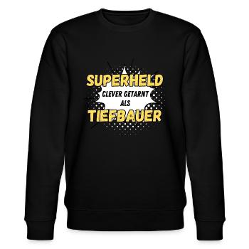 Superheld clever getarnt als Tiefbauer - Stanley/Stella Unisex Bio-Sweatshirt CHANGER  - Schwarz - Vorne - Nik (191cm) & Marisol (170cm)