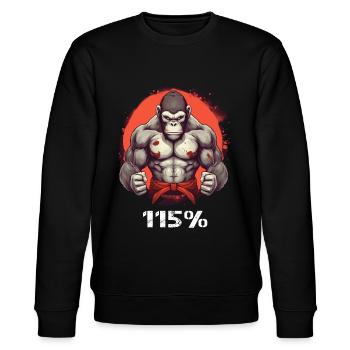 Gorilla mit Musklen Gym 115% - Stanley/Stella Unisex Bio-Sweatshirt CHANGER  - Schwarz - Vorne - Nik (191cm) & Marisol (170cm)