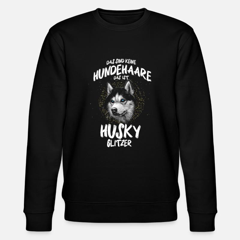 Husky Glitzer Schlittenhund Huskies Geschenk - Stanley/Stella Unisex Bio-Sweatshirt CHANGER  - Schwarz